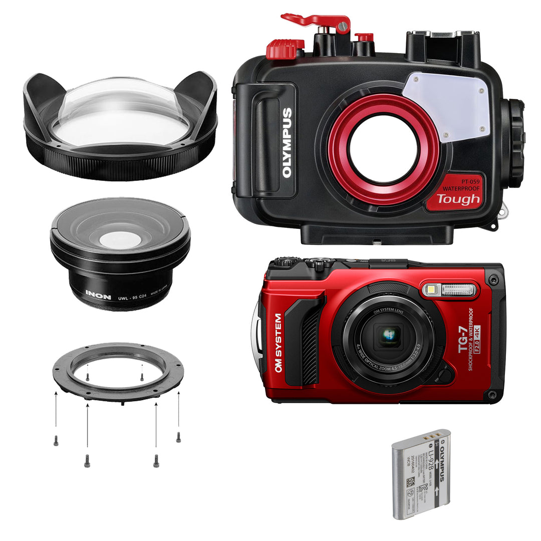 OM System Tough TG-7, PT-059 & Inon UWL-95S Wide Angle Bundle