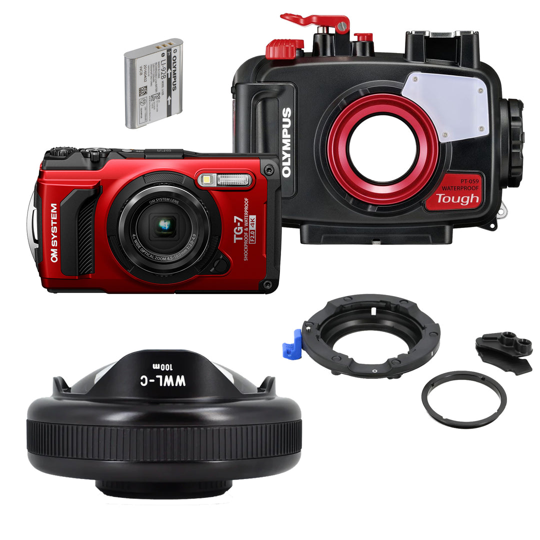 OM System Tough TG-7, PT-059 & Nauticam WWL-C Wide Angle Bundle