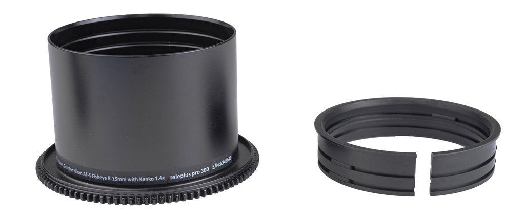 Nauticam N815-Z+1.4 Zoom Gear for Nikon AF-S Fisheye 8-15mm with Kenko 1.4x teleplus pro 300 - 19151