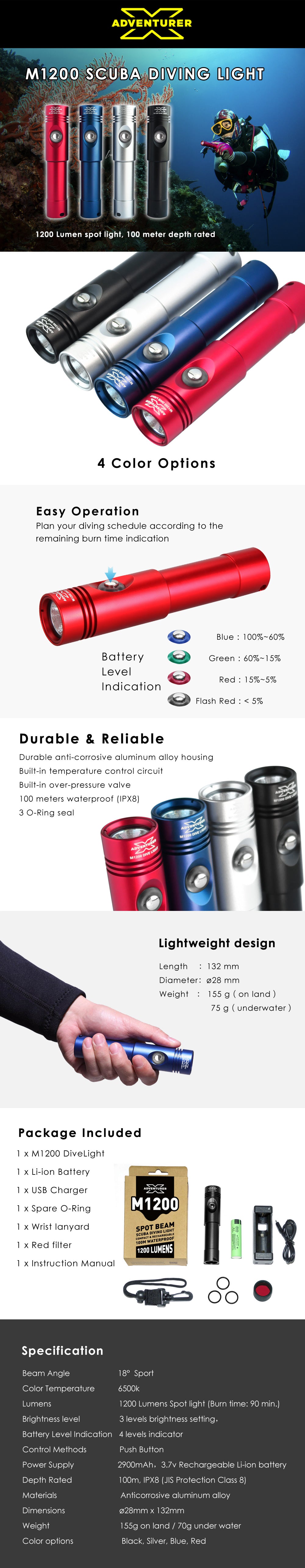 X-Adventurer M1200 Spot Beam LED Light