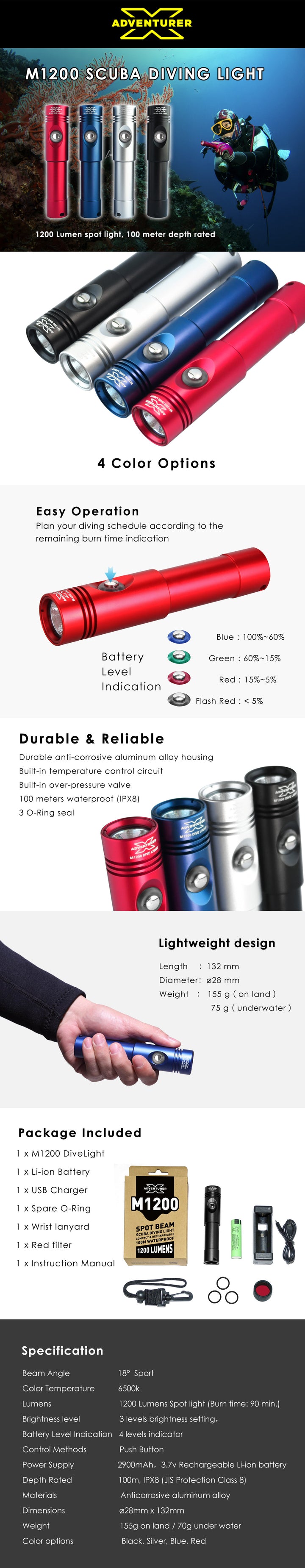 X-Adventurer M1200 Spot Beam LED Light