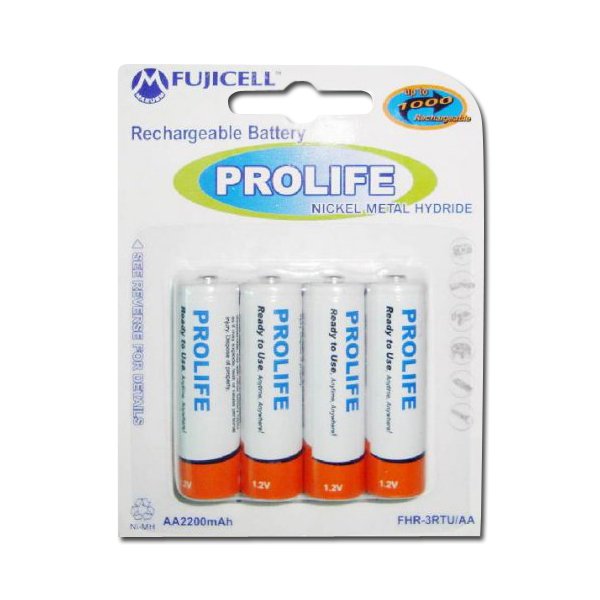 Fujicell AA NiMH Prolife Rechargable Batteries 2200mAh - Sea Tech Ltd