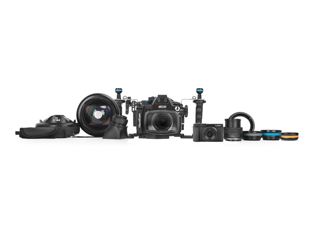 Nauticam NA-L10 Pro Package for Panasonic Lumix L10 (inc. flexitray, right handle, two balls, M16 valve, shutter extension) 