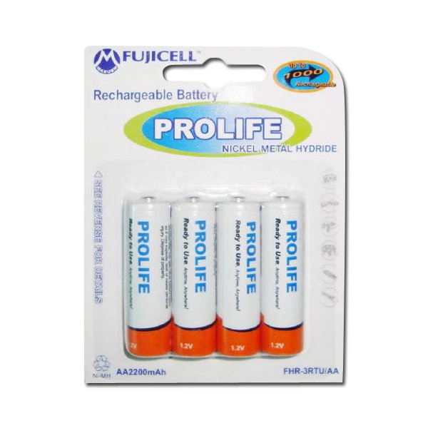 Fujicell AA NiMH Prolife Rechargable Batteries 2200mAh