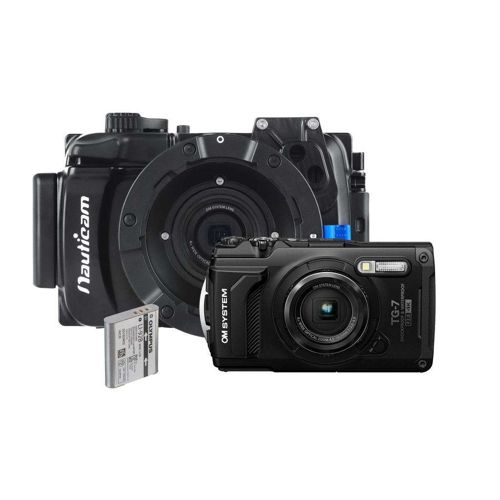 OM System Tough TG-7 & Nauticam NA-TG7 Housing Spare Battery Bundle - Black