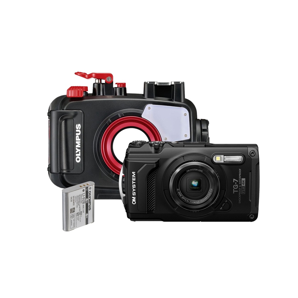 OM System Tough TG-7 & PT-059 Housing Spare Battery Bundle - Black