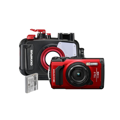 [SB-BUND-1-RED] OM System Tough TG-7 & PT-059 Housing Spare Battery Bundle - Red