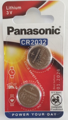 [PAN-CR-2032EL] Panasonic CR2032 Lithium 3V Coin Batteries (2 pack)
